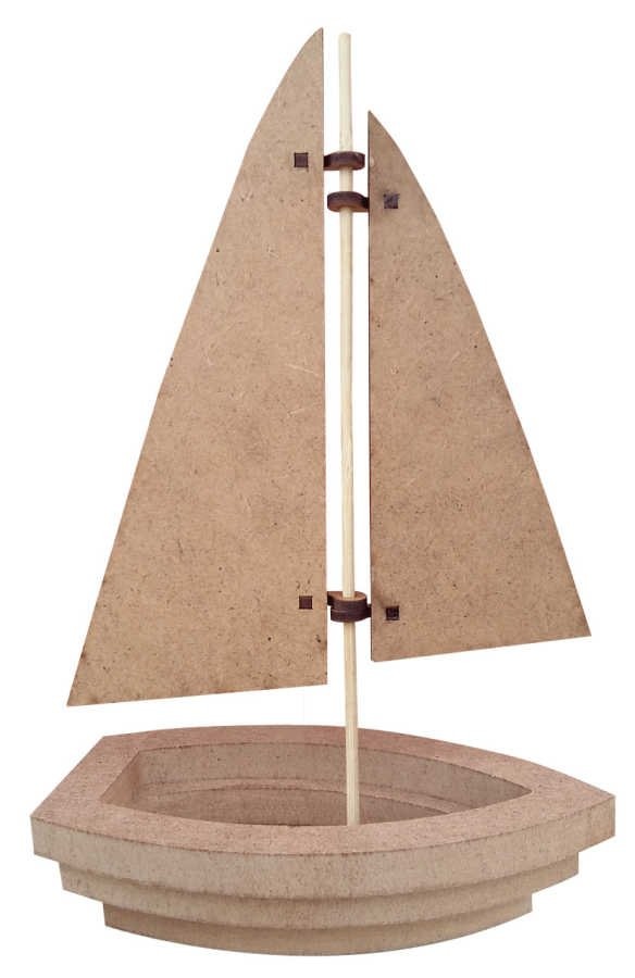 Ahşap Yelkenli Biblo 20cm