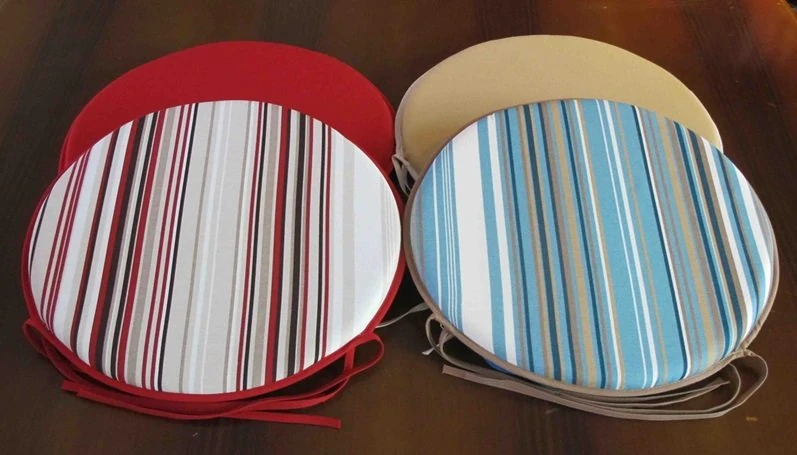 Sandalye Minderi Çap 40cm Çizgili Mavi