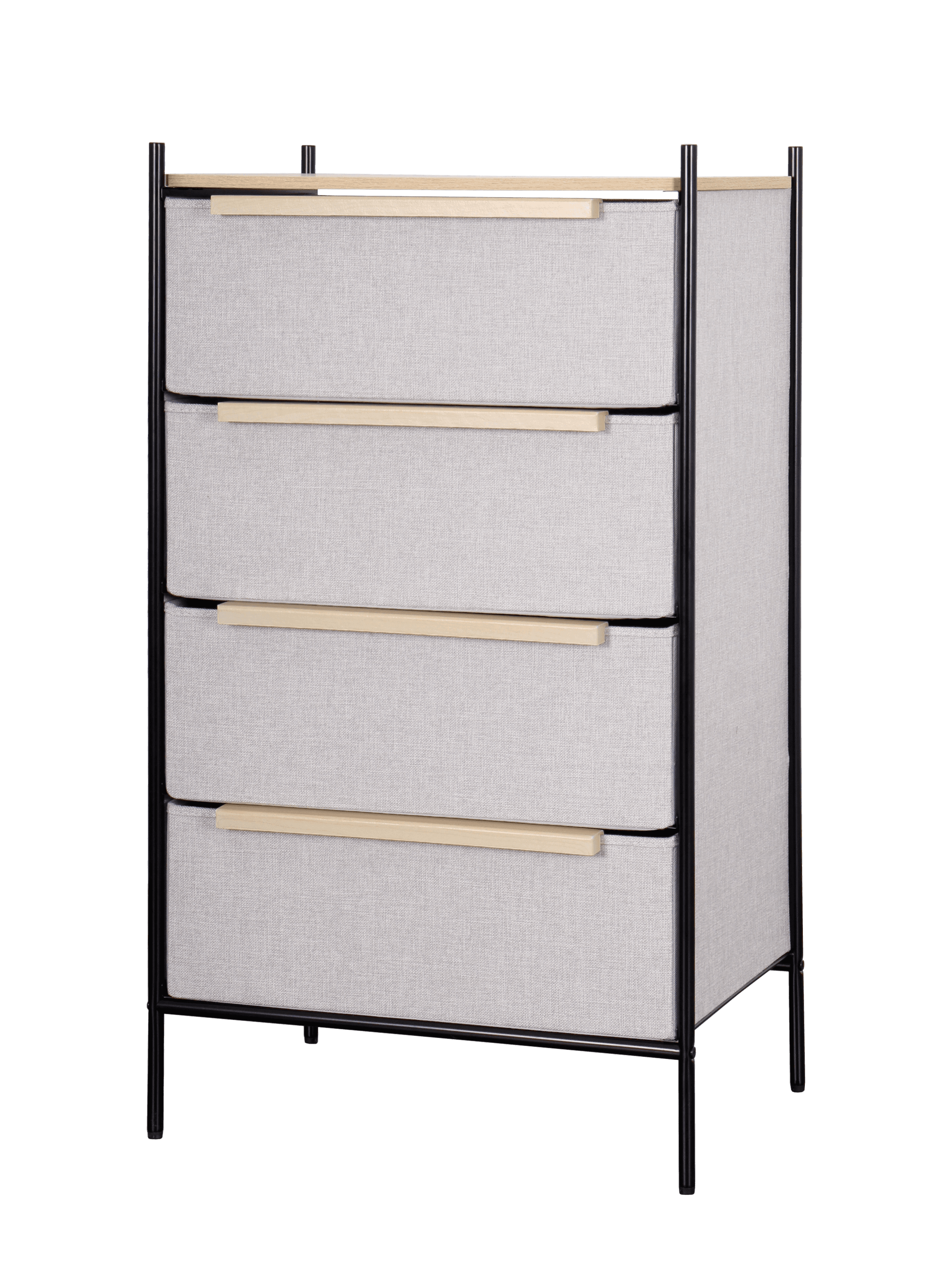 Komodin 4 Çekmeceli Tekstil Metal Gri 57x40x98cm