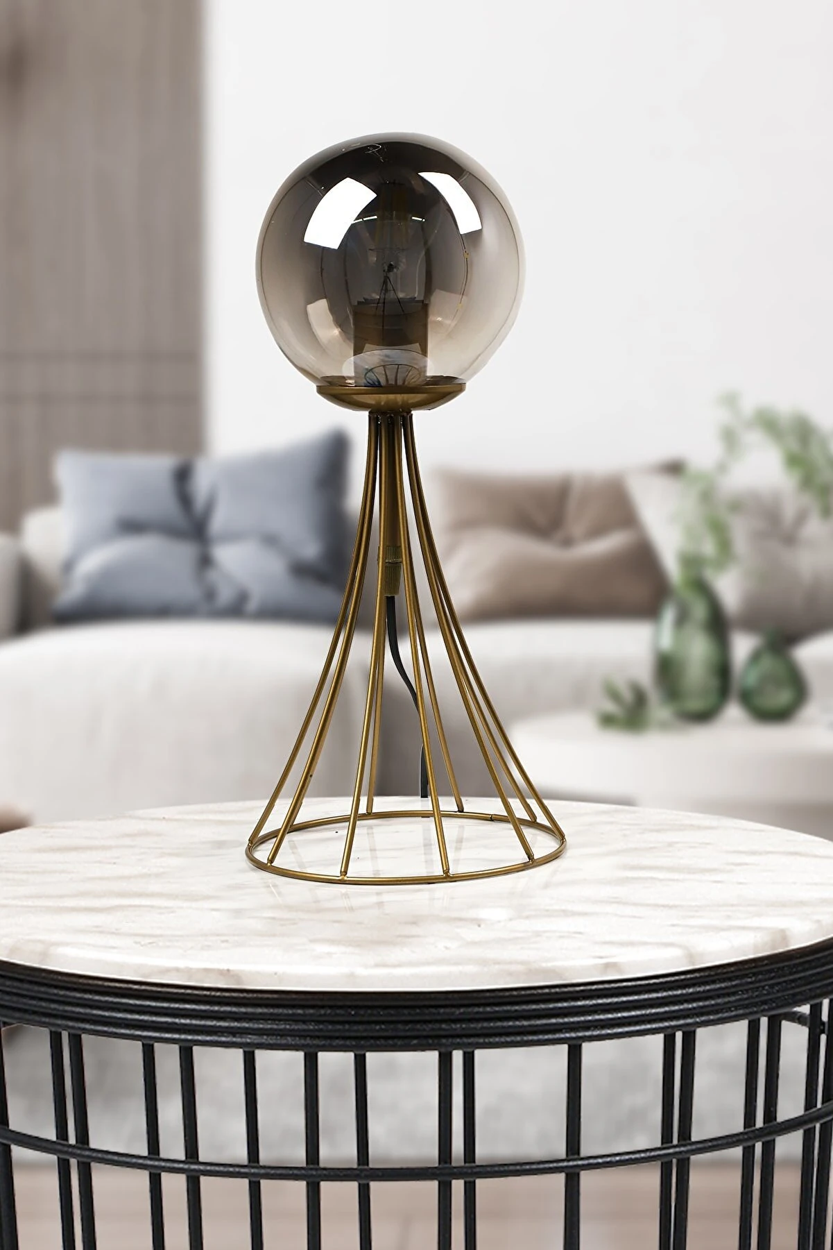 Masa Lambası Lapis Eskitme-Füme Cam