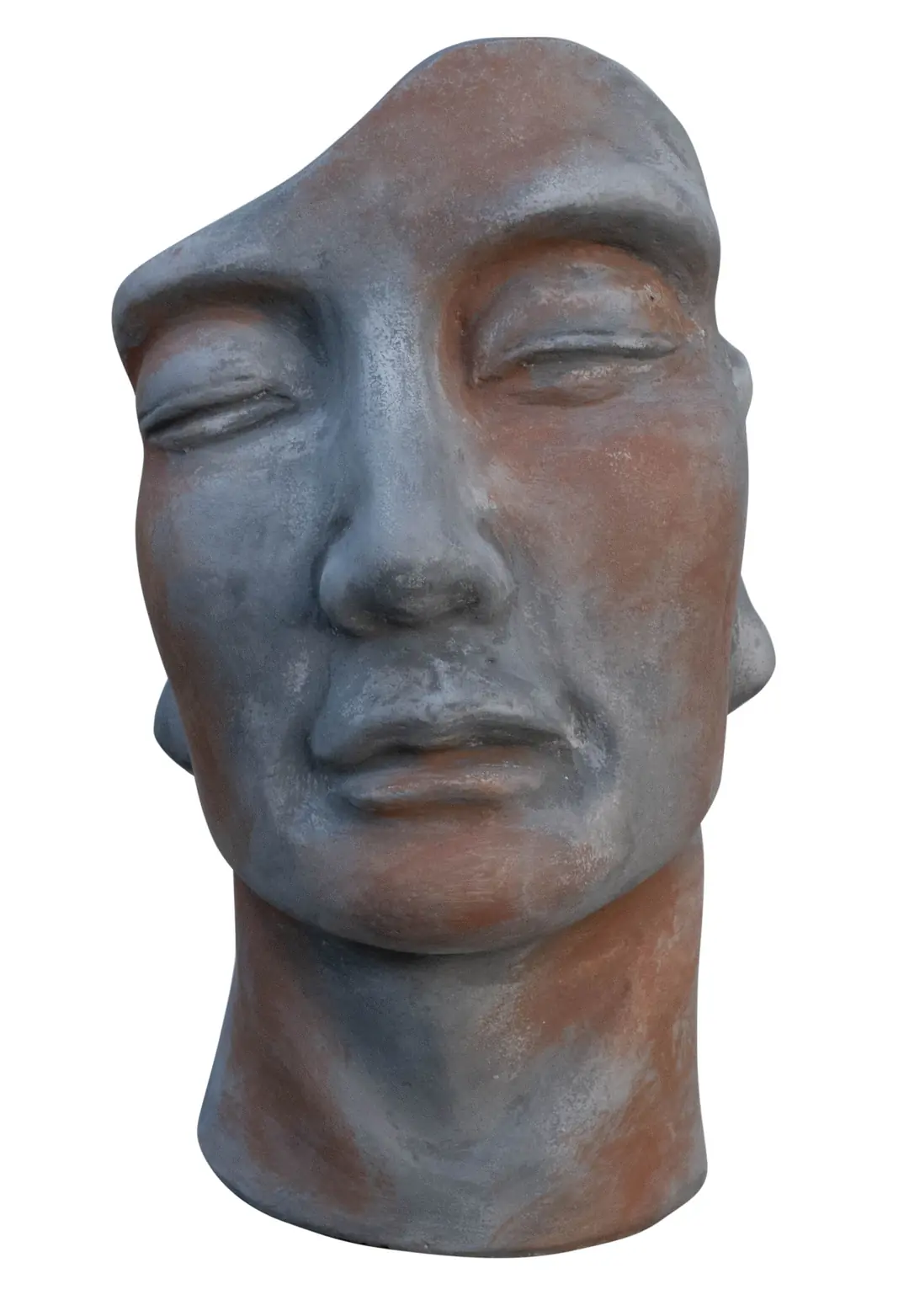 Flower Pot with Head Figure Gray 18x16x32cm