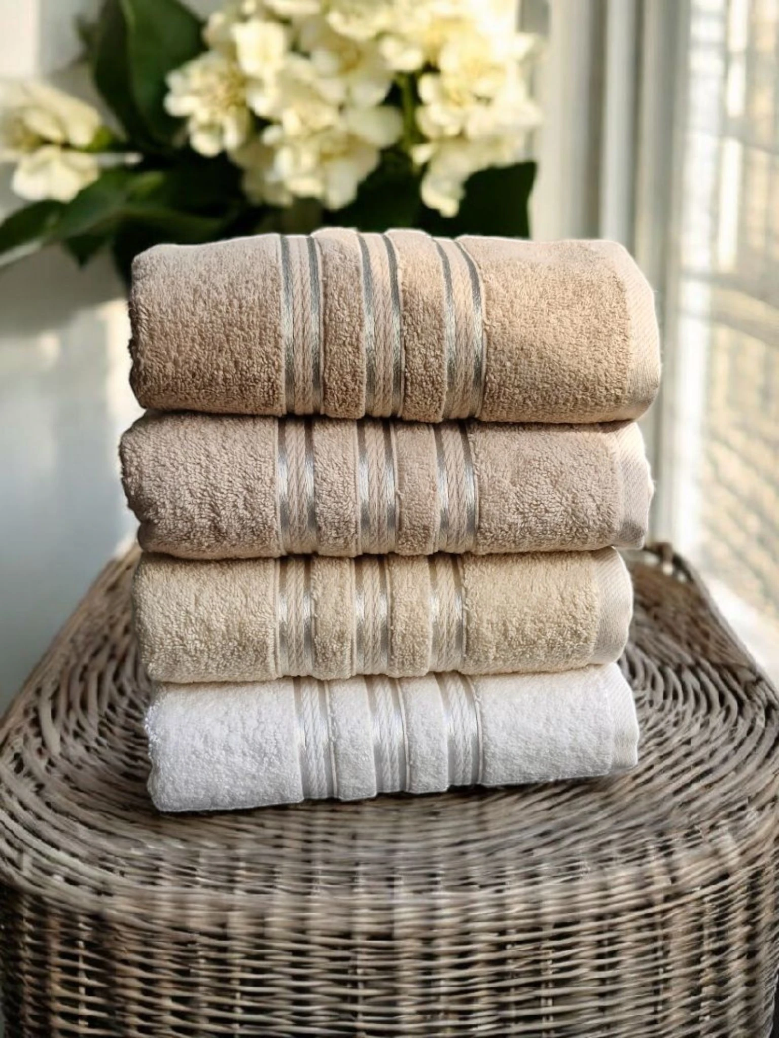 El Ve Yüz Havlusu Julie Liza 4'lü Kahve 50x90 cm