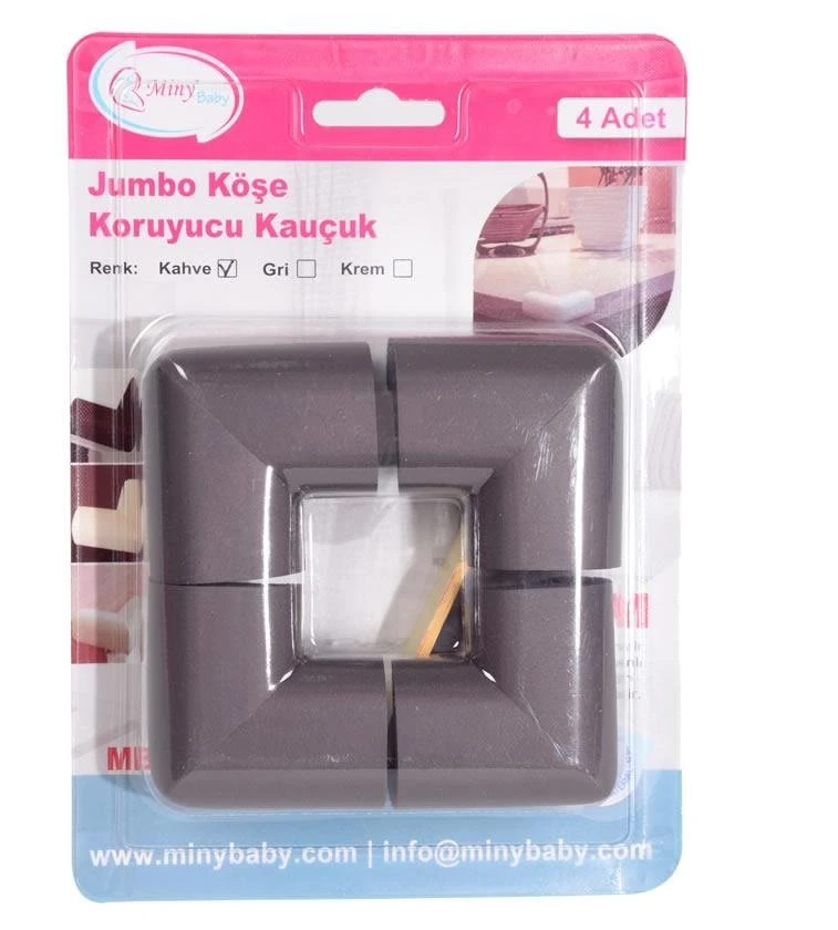Çocuk Köşe Koruyucu Kauçuk Jumbo 4lü Kahverengi