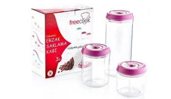 Vakumlu Erzak Kavanozu 3'lü Set