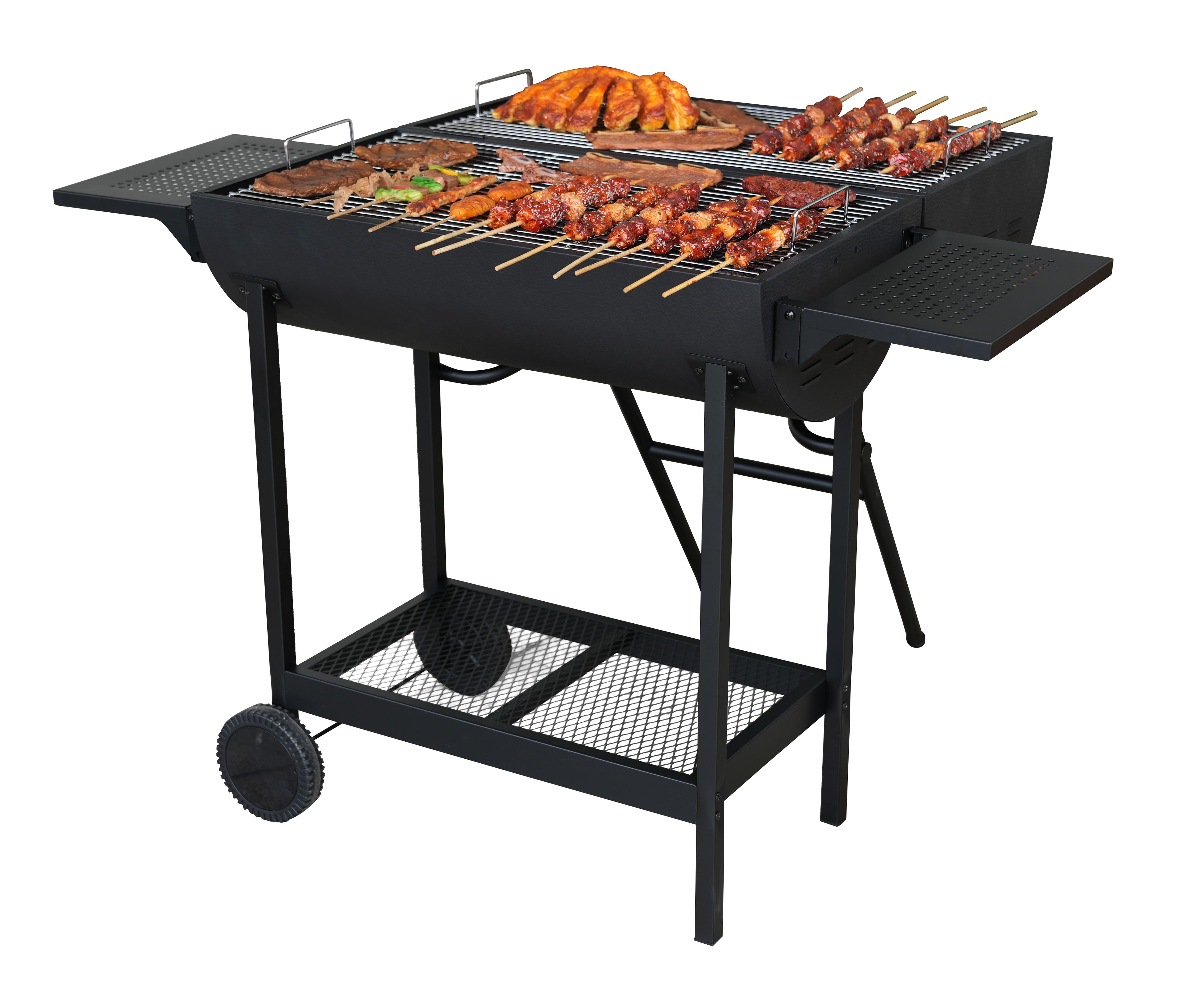 Barbekü Tekerlekli Çift Taraflı pişime Siyah 123*9