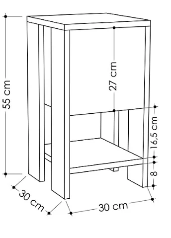 Komodin Ema Antik Beyaz-Açık Moka 55*30cm