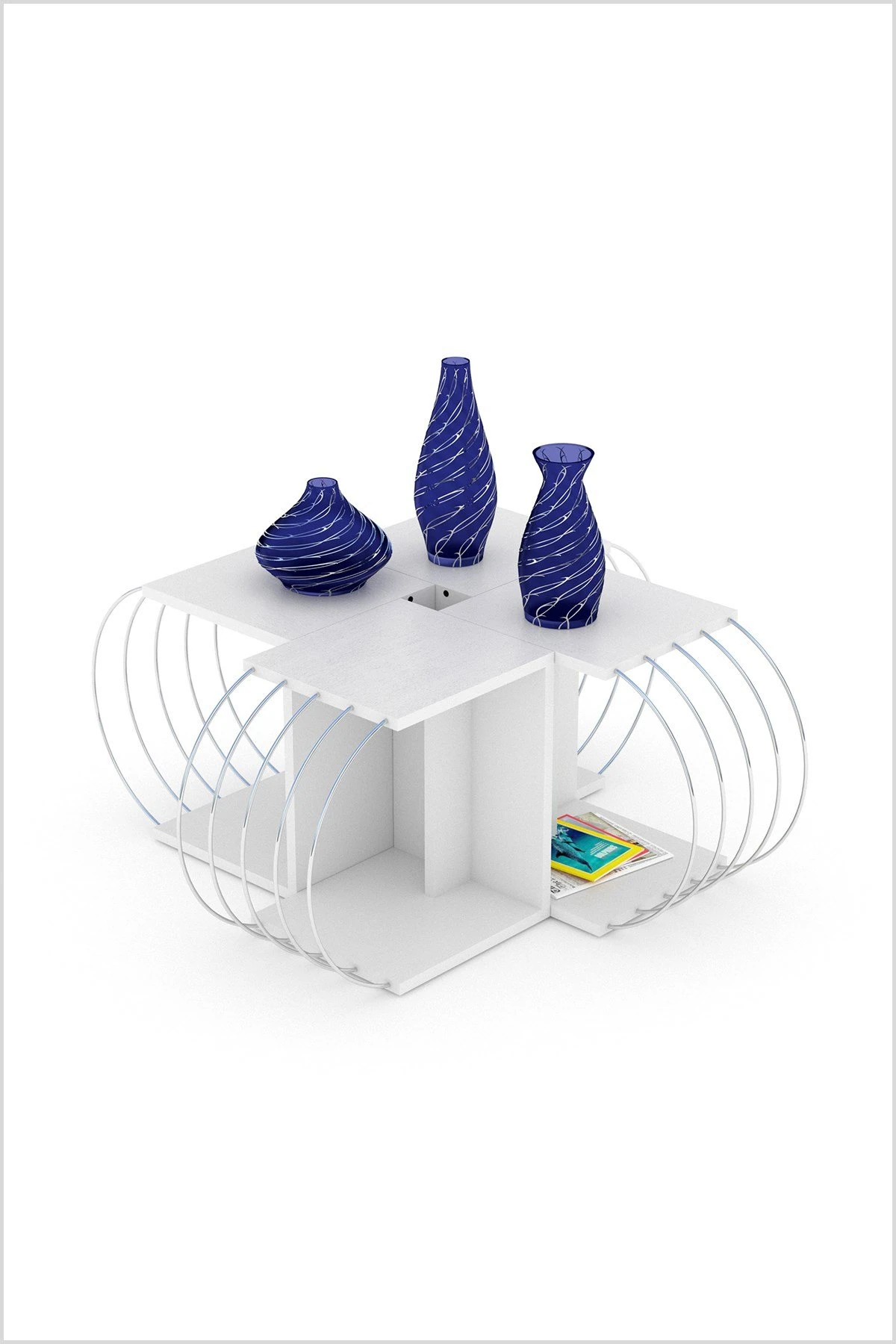 Orta Sehpa Case Beyaz-Krom