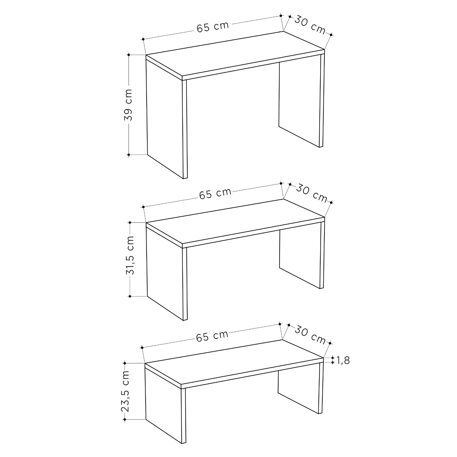 Orta Sehpa Kanta Beyaz 30*65*39cm