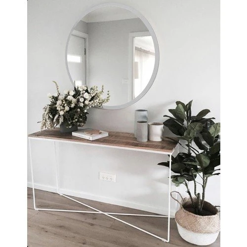 Ayna Yuvarlak Metal Çerçeveli Beyaz 50 Cm