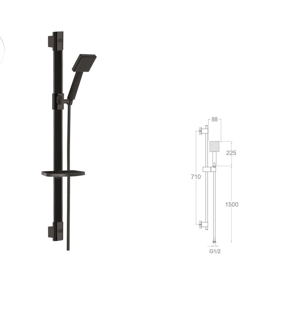 Mistillo Sürgülü Duş Seti Siyah MSS135