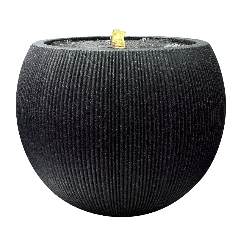 Mediterranean Waterfall Flower Pot Round Black 53X53X41cm