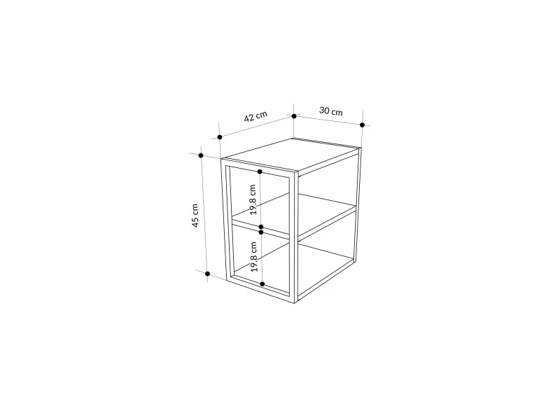Yan Sehpa Echo Tekli Retro Gri 45*42*30cm