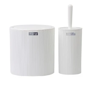 Banyo Seti Yuvarlak Çizgili Mina 2li Beyaz