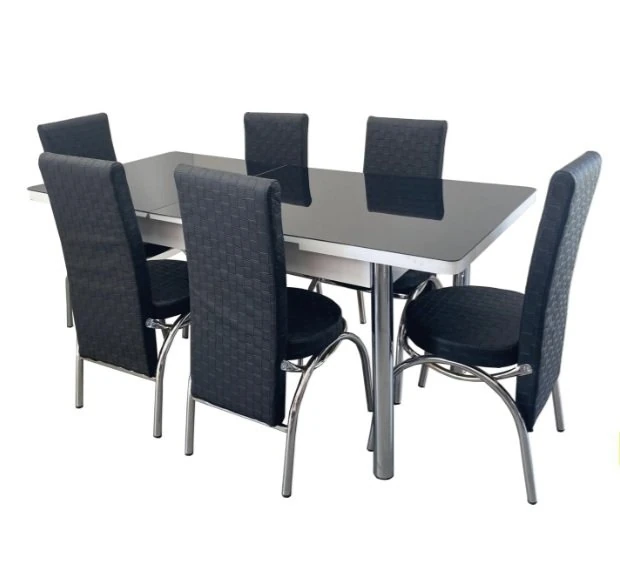 Masa Takımı Penk 80*130cm Açılabilir Gümüş 6 Siyah