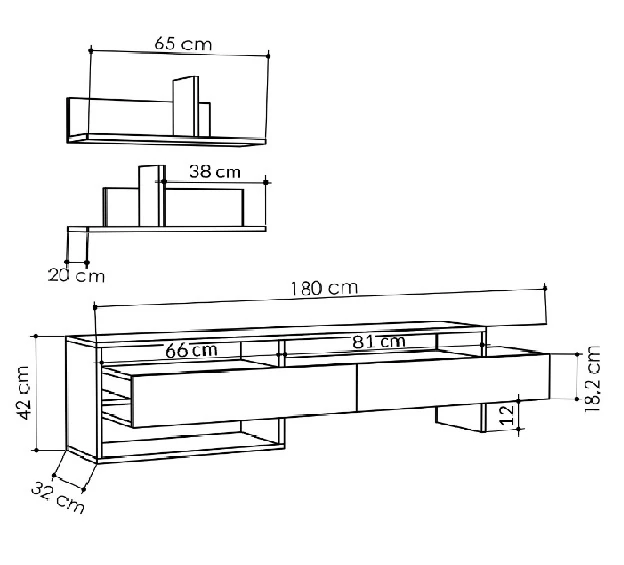 TV Ünitesi Gara Antarsit 180*42cm