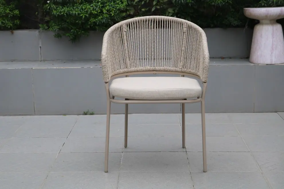 Rio Chair Arms with Rope Cushion Beige Brown
