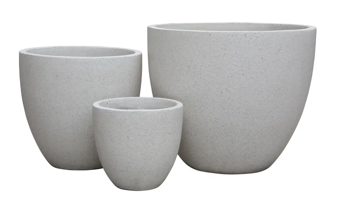 Flower Pot Oval Set of 3 White Ø50-37-25cm