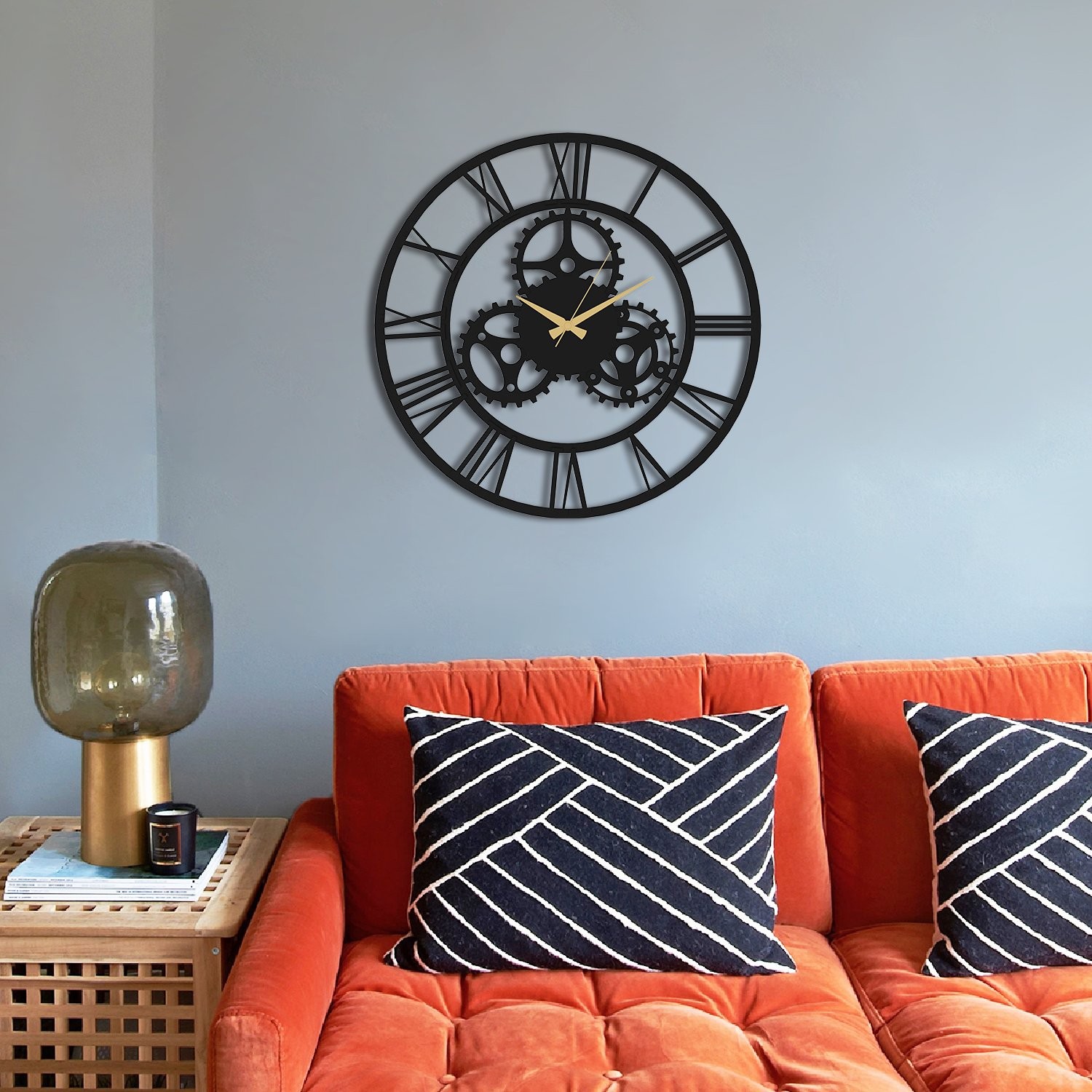 Gearwheel Metal Duvar Saati Siyah 49*49cm