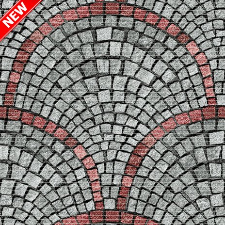 Dekomarin 65cm*mt Yolluk Gri/Kırmızı Kaldırım Taşl