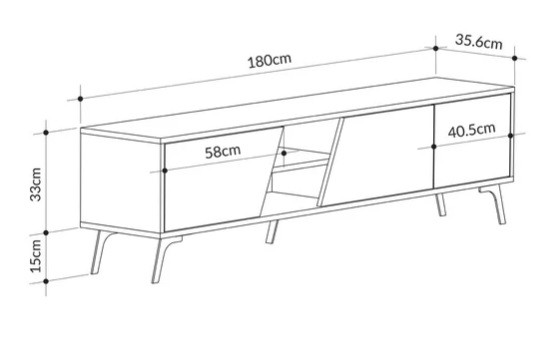 TV Ünitesi Fıona Retro Gri-Carrara 180*35,6*48cm