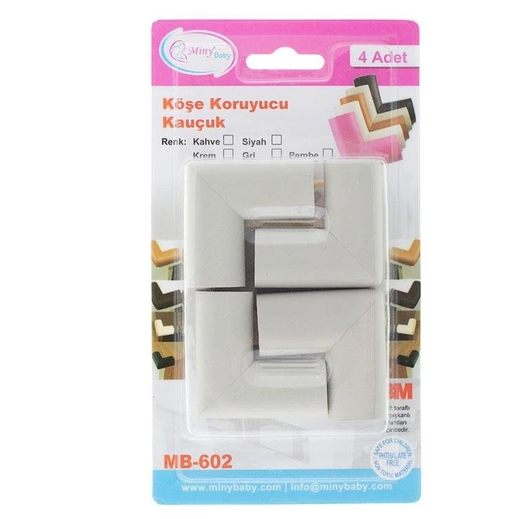Çocuk Köşe Koruyucu Kauçuk 4lü Gri