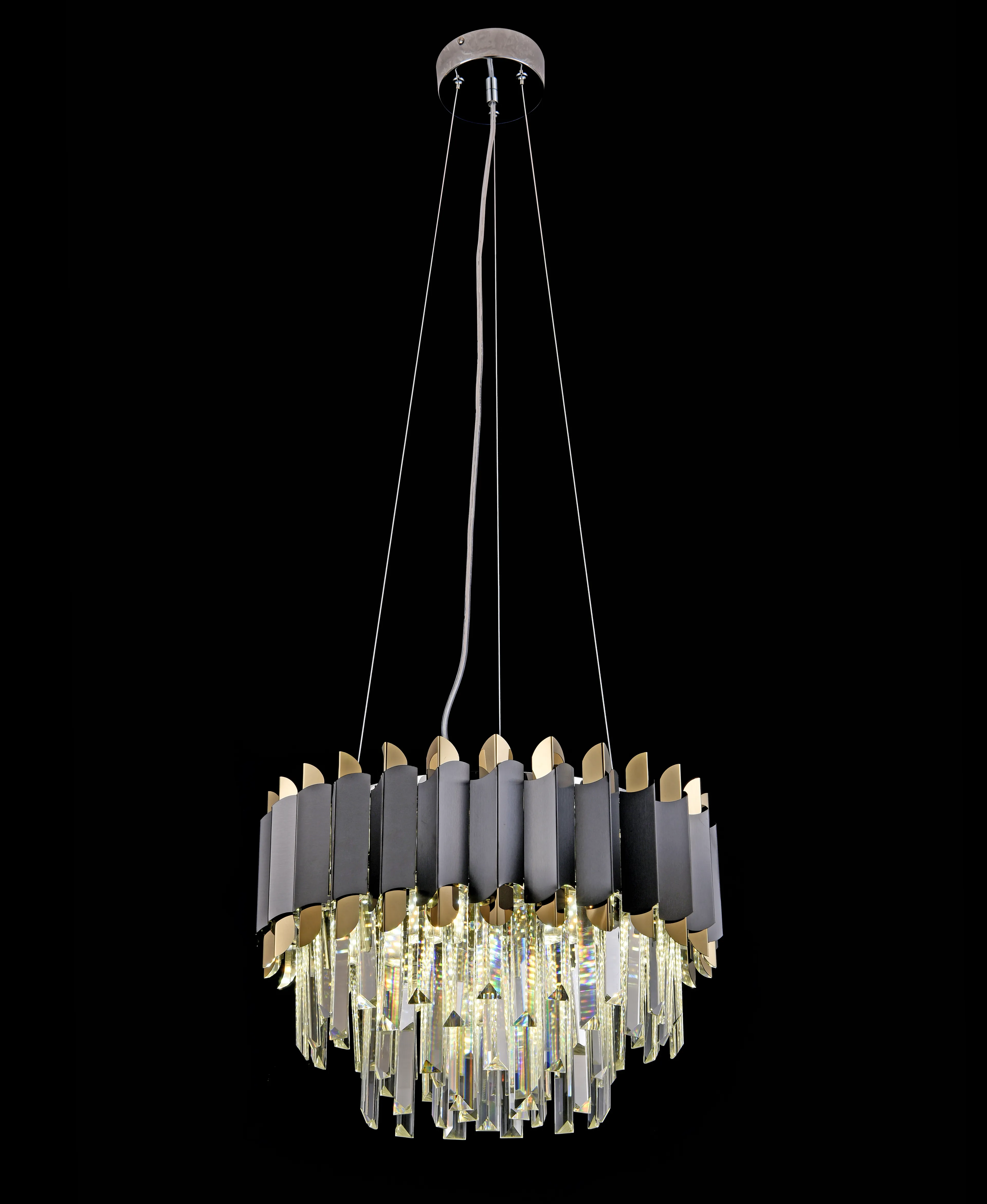 Avize Sarkıt Tekli Pasta Kristal Gold  Ø42cm