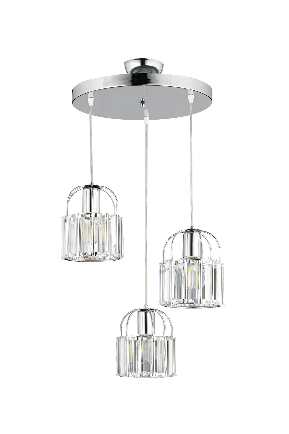 Oval Kristal Sarkıt Avize 3'Lü Krom