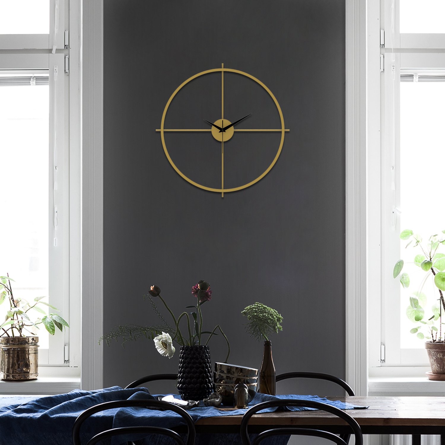 Arcadia Metal Duvar Saati Antik Altın 49*49cm