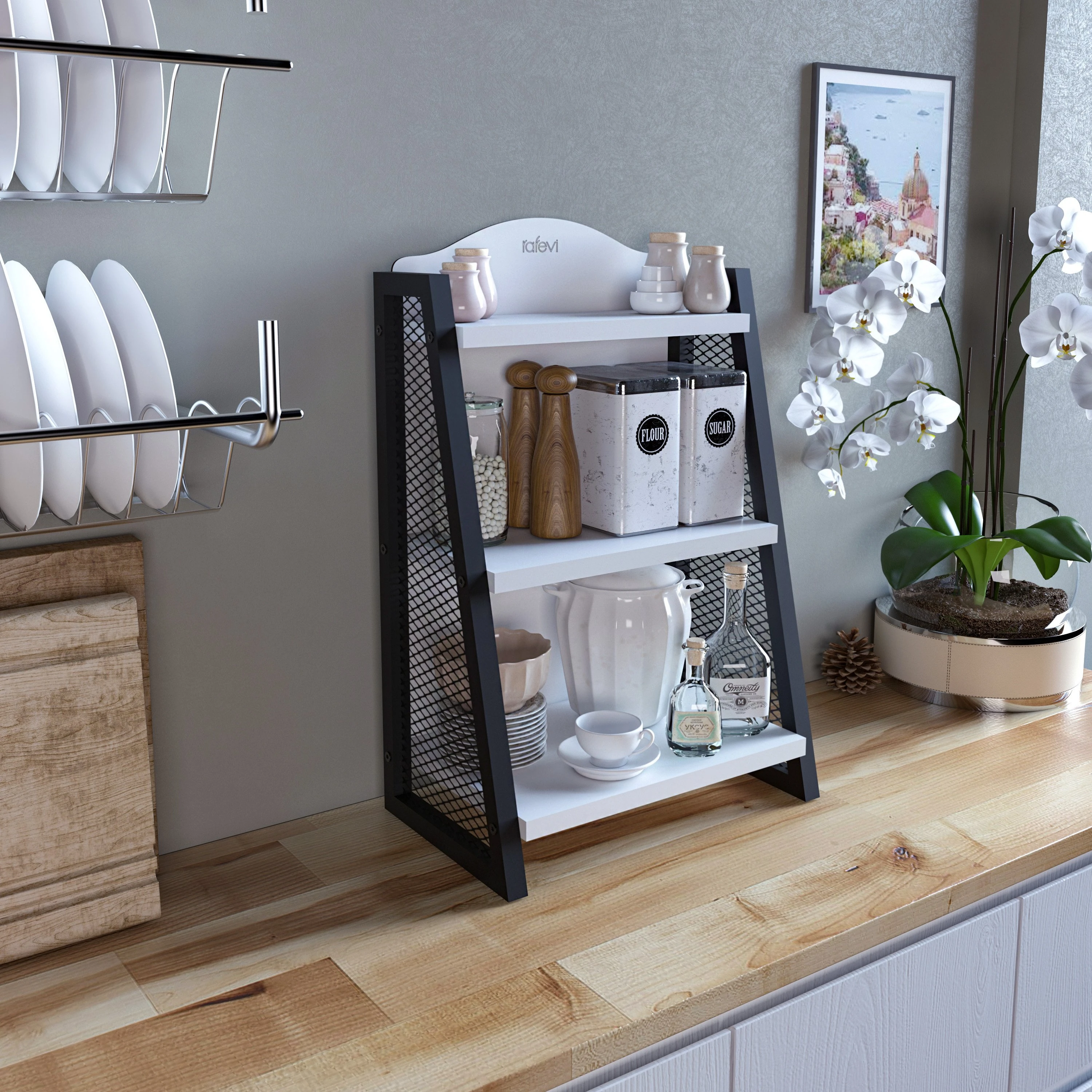 Çok Amaçlı Raf T-Rack Beyaz-Siyah