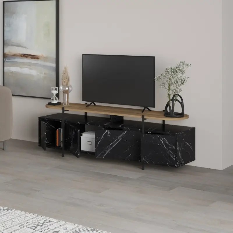 TV Sehpası Hanley İpek Siyah-Safir Meşe 160*48cm