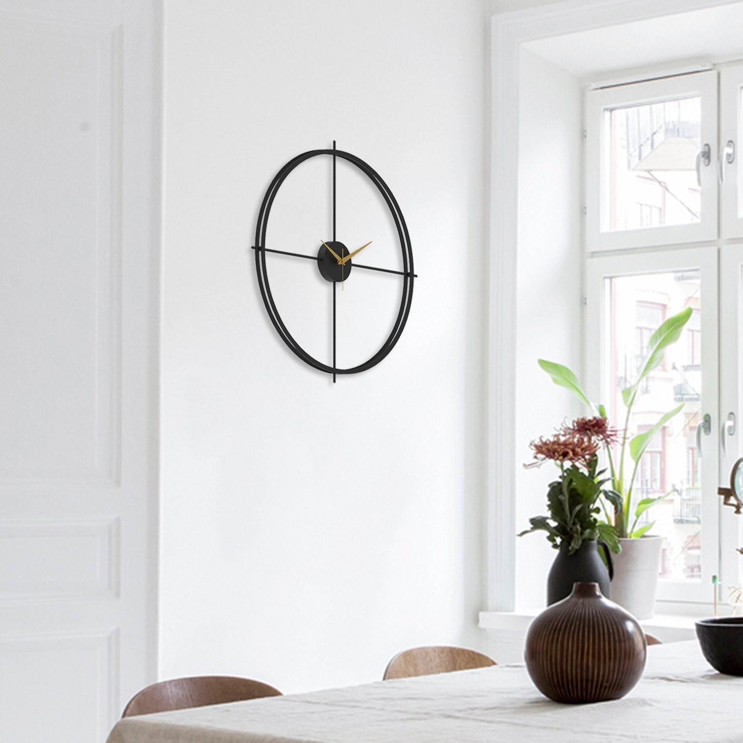 Arcadia Metal Duvar Saati Siyah 49*49cm