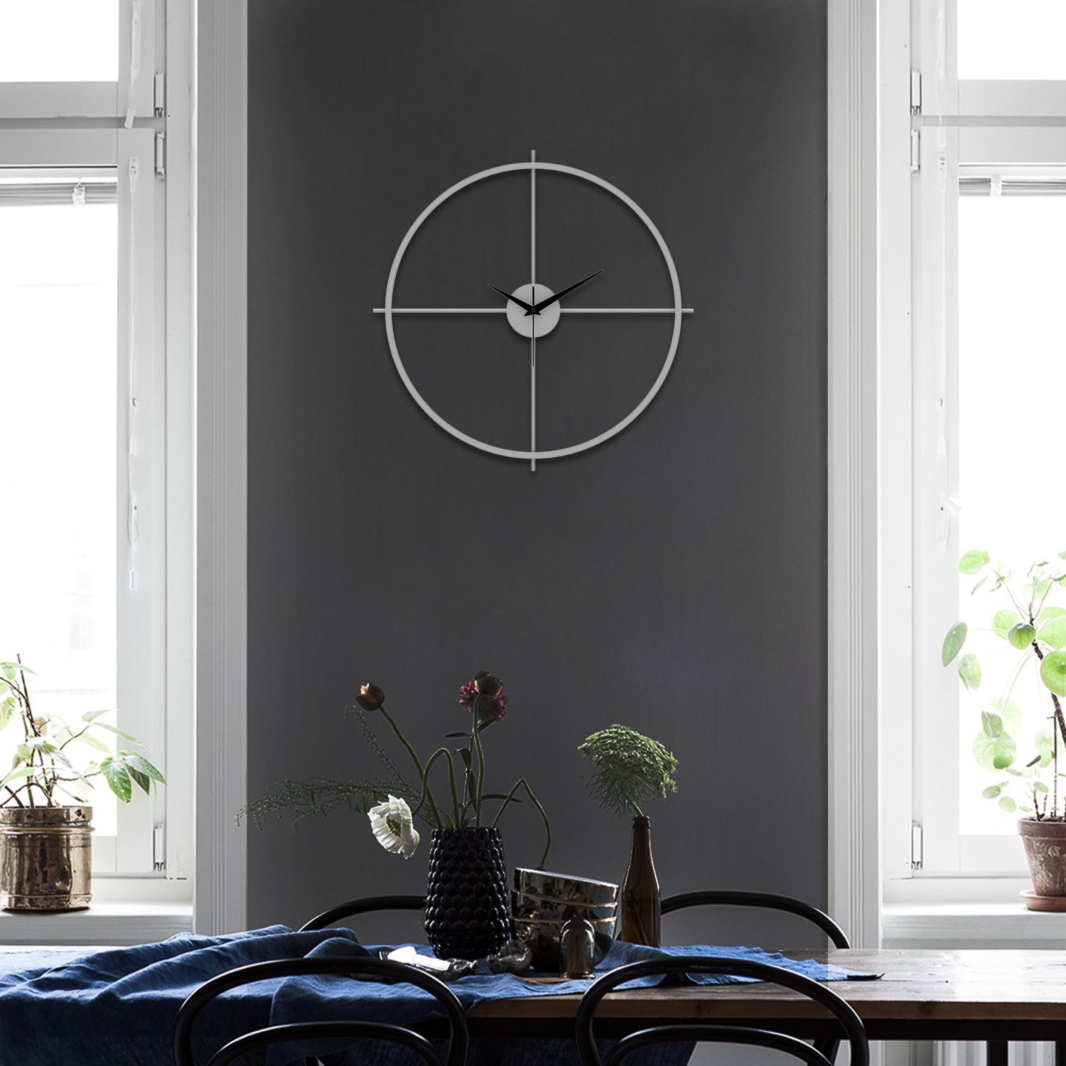 Arcadia Metal Duvar Saati Gümüş 49*49cm
