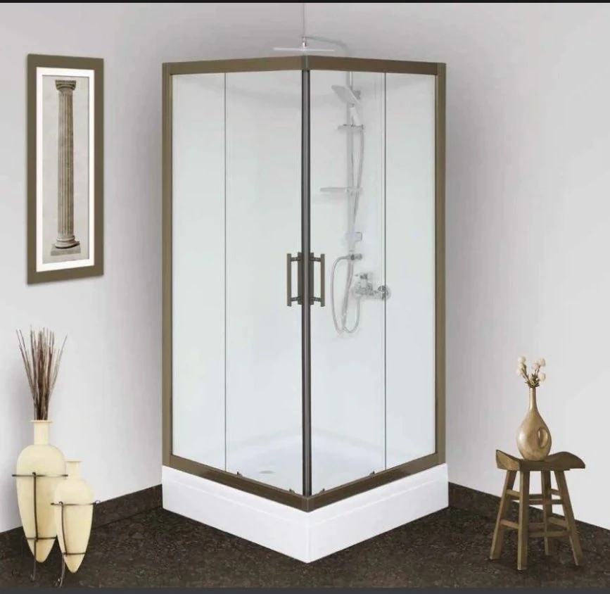 Duş Kabin Kare 80*80*190 5mmY.Şerit DesenT.CamKrom