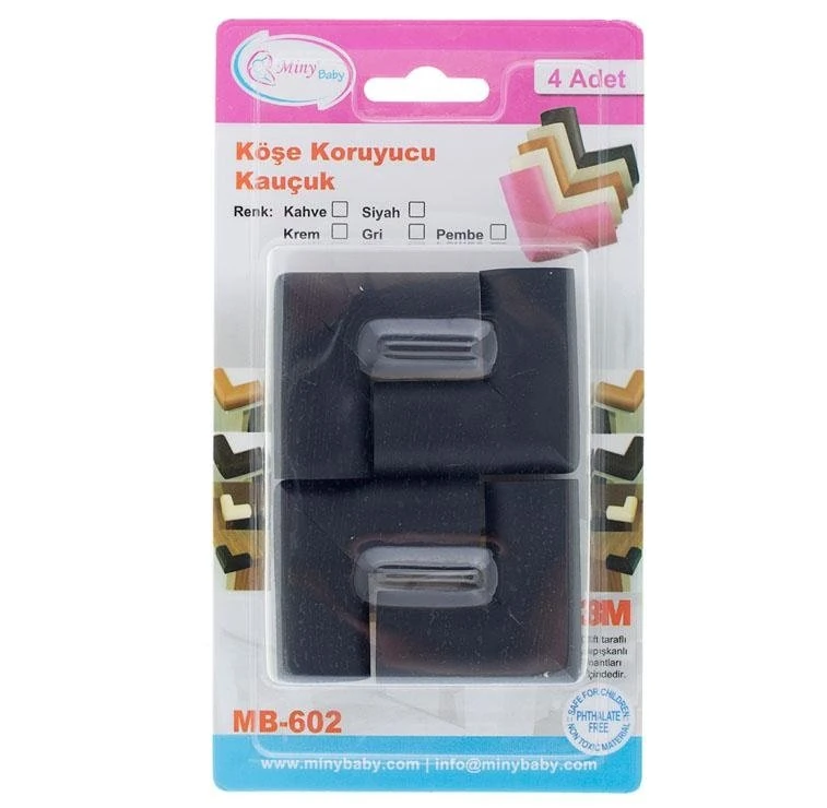 Çocuk Köşe Koruyucu Kauçuk 4lü Siyah