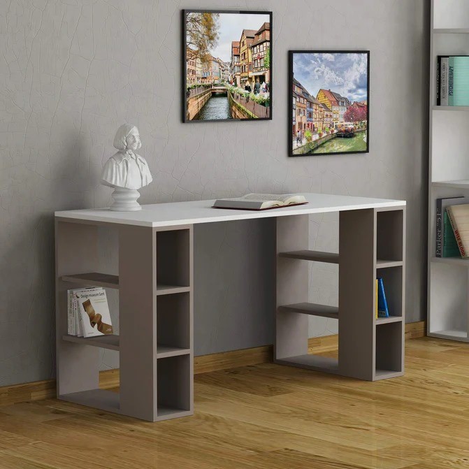 Çalışma Masası Colmar Beyaz-Açık Moka 140cm