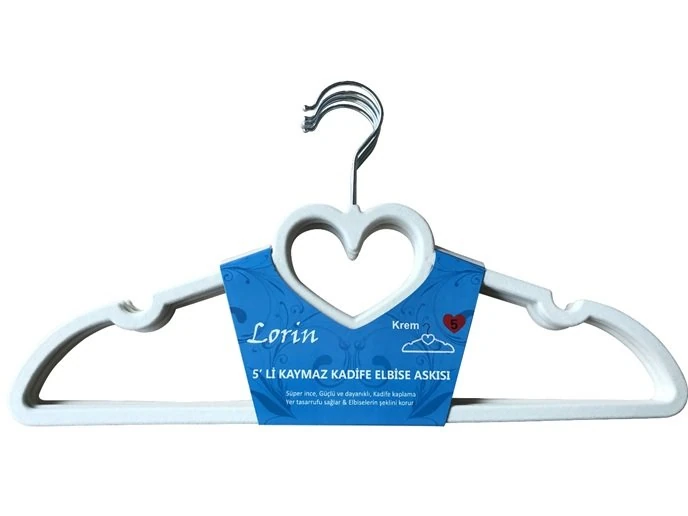 Kadife Askı Krem 5'Li