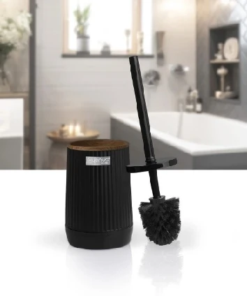 Wc Fırçası Yuvarlak Çizgili Siyah