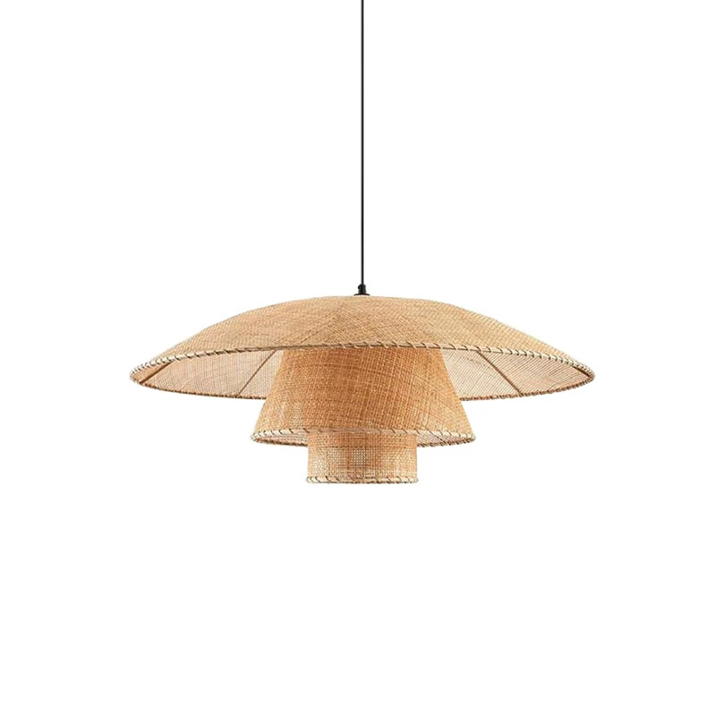 Avize Sarkıt Tekli Pasta Rattan Natural Ø80cm