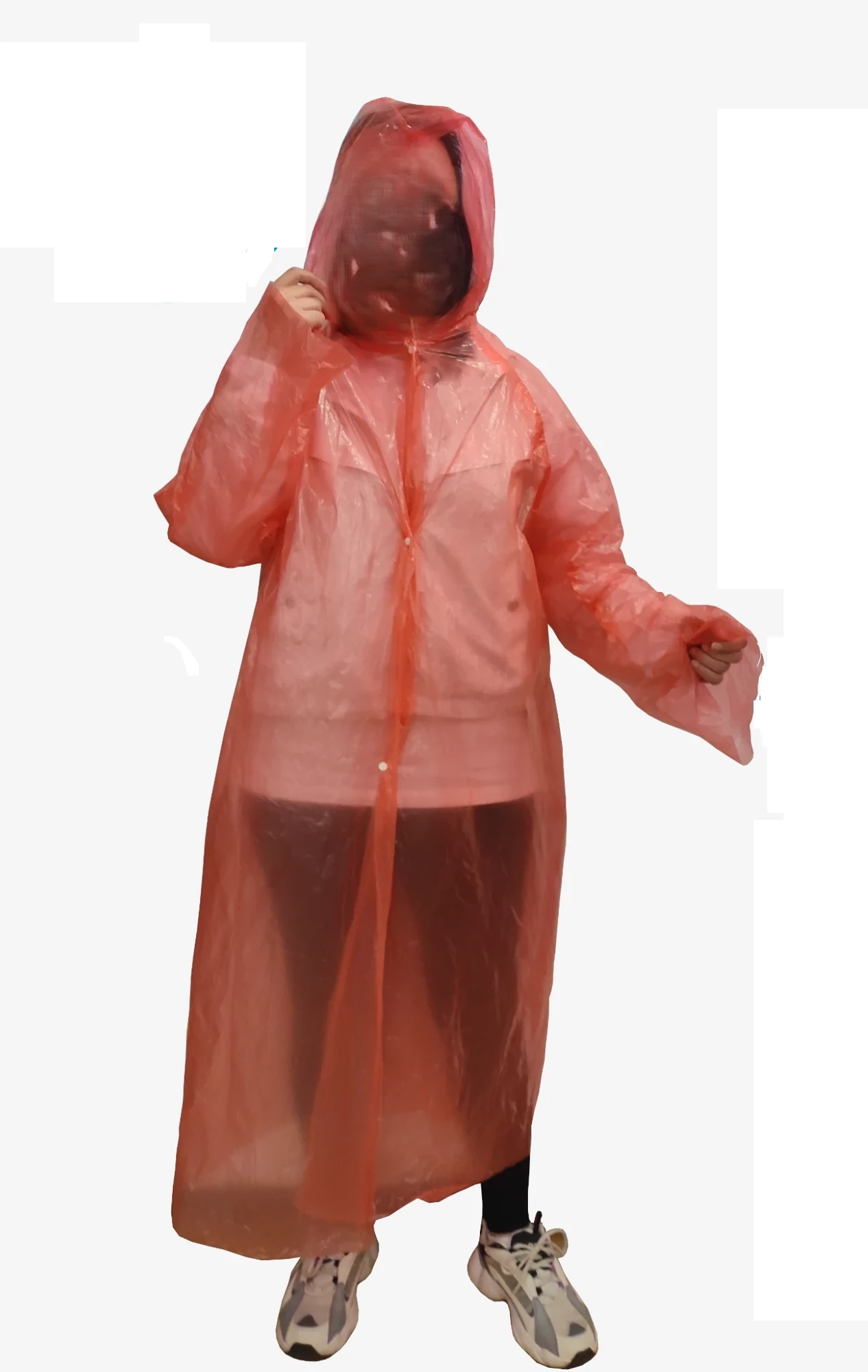 Yağmurluk Çıtçıtlı Pardesü Kırmızı