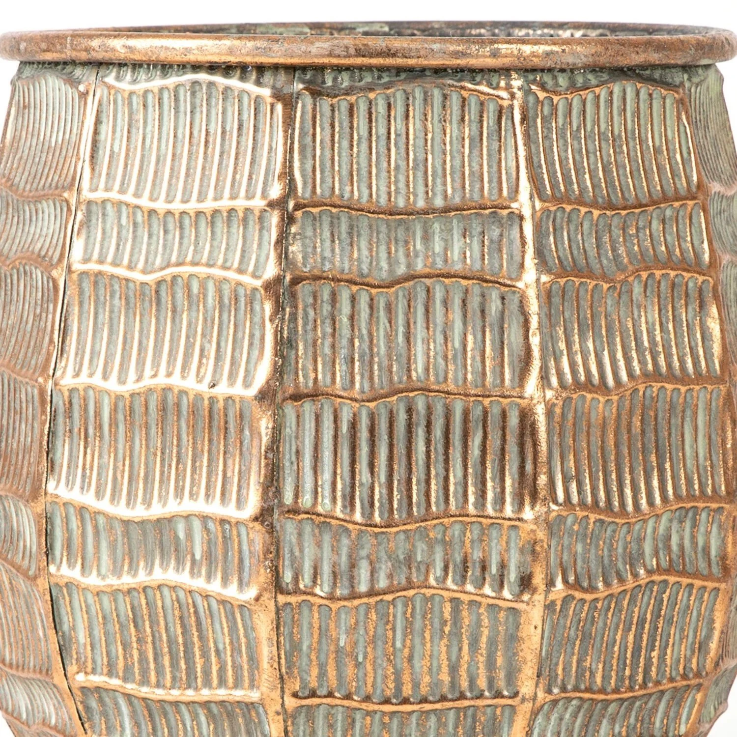 Saksı Metal 24x23x24cm Bakır-Eskiteme Gri