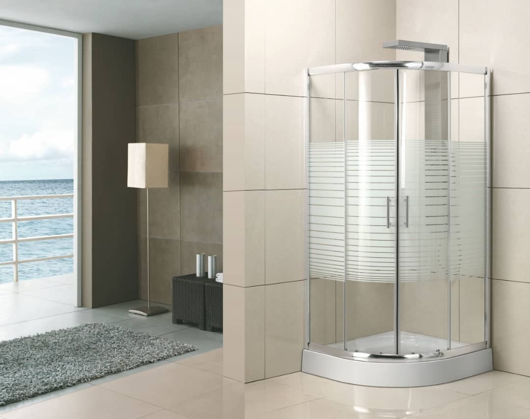 Duş Kabin Ovl 90*90*185cm 5mm StripeDesenT.CamKrom