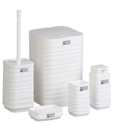 Banyo Seti Kare Luna Kare 5li Beyaz