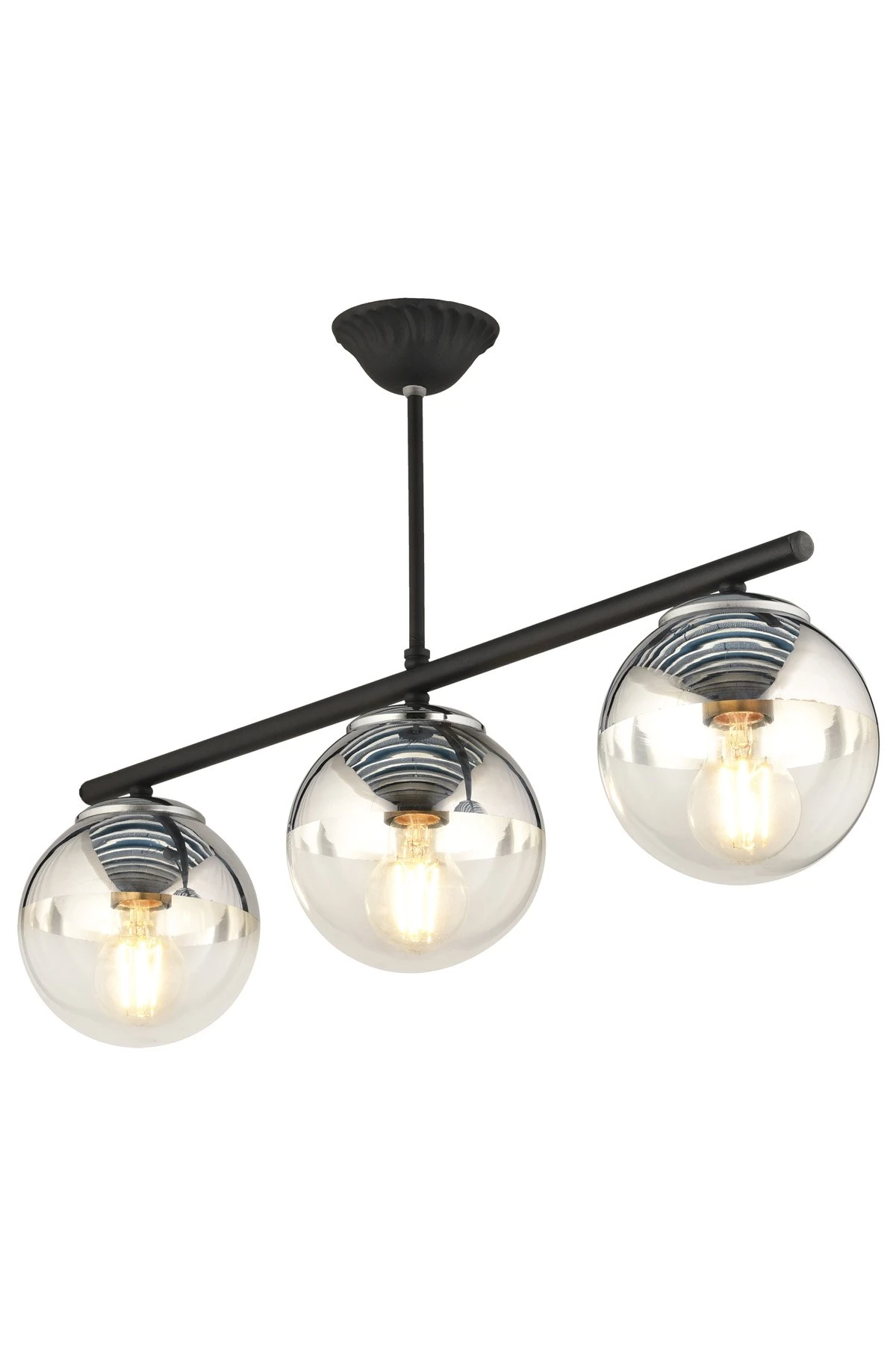 Maral Sarkıt Avize 3'Lü Krom Camlı