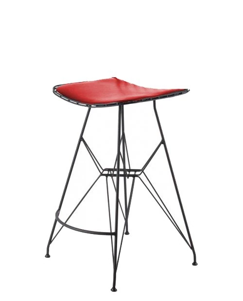 Tel Tabure Siyah-Kırmızı Minder