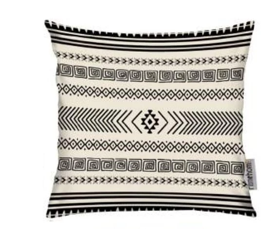 Kırlent Kılıfı İsk. Etn Desen Krem-Siyah 43x43cm