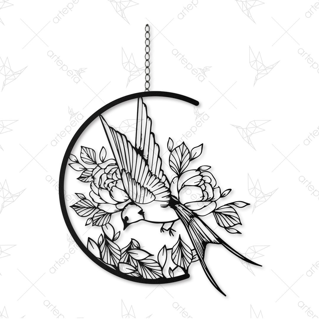 Swallow Metal Tablo Siyah 49*49cm
