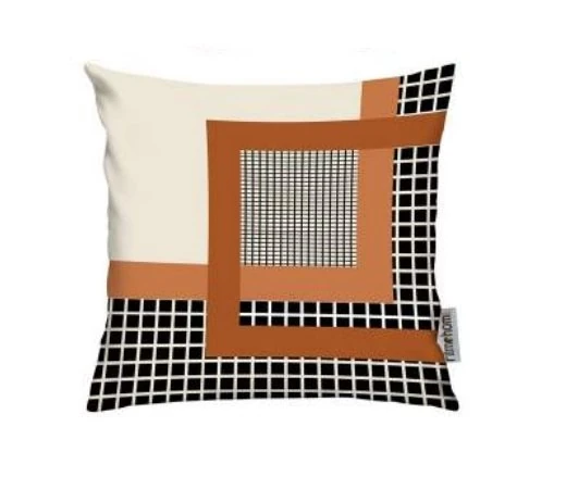 Kırlent Kılıfı İsk. Desen Kahve-Beyaz 43x43cm