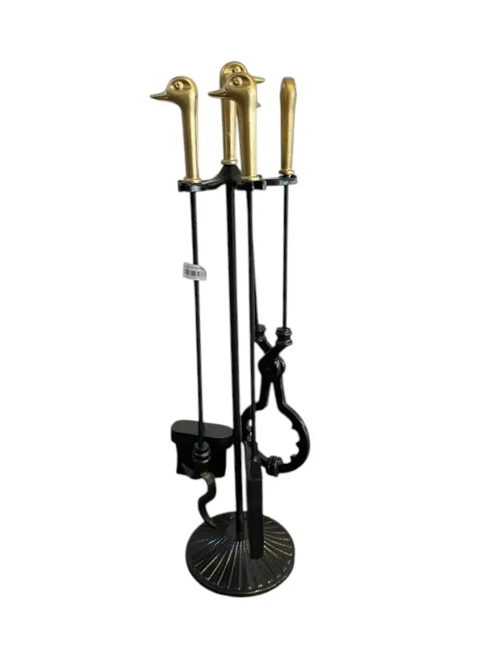 Fireplace Tongs Set Duck Gold