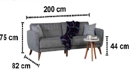 Amazon Çekyat Kanepe Gri Etna 200*75cm