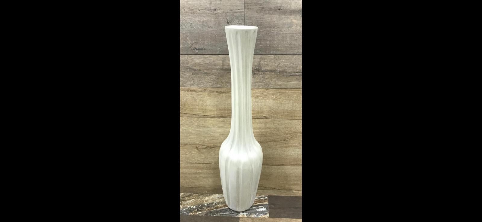 Vazo Çizgili Beyaz Sedefli  80cm